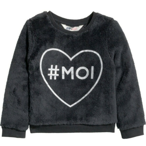 H&M faux fur black sweatshirt with print. - Picture 14 of 16